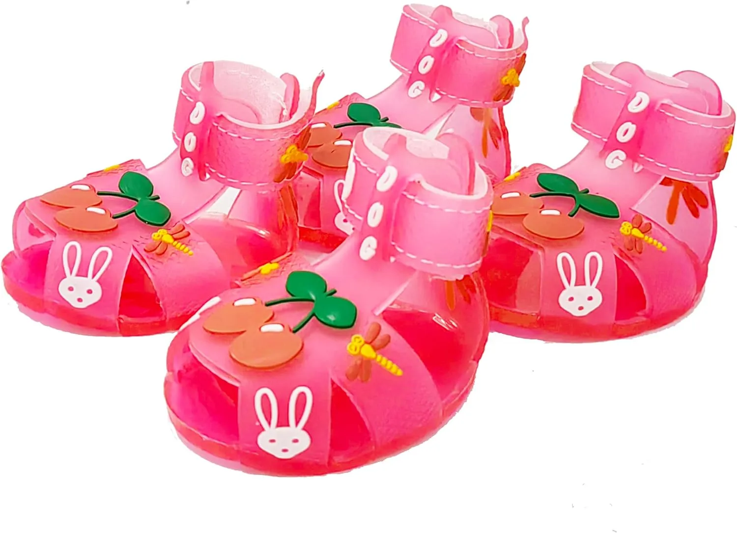 Cute Summer Dog Shoes Sweet Cherry Puppy Sandals Pet Jelly Shoes Flats, Dog Booties Paw Protector for Summer Hot Pavement (Candy Pink, #1: 1.57''x1.37''(Length*Width))