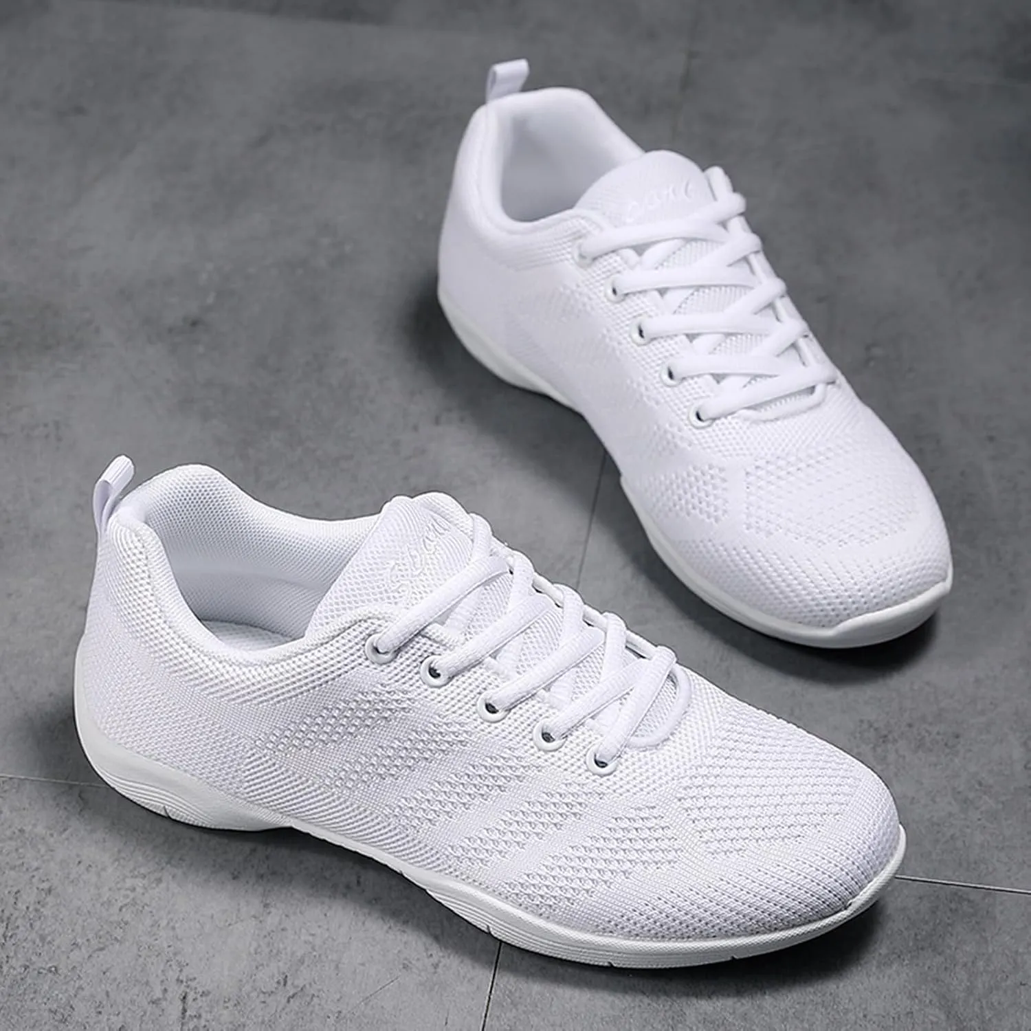 DADAWEN Girls Cheer Shoes White Cheerleading Shoes Dance Athletic Training Tennis Breathable Women Youth Lightweight Competition Cheer Sneakers