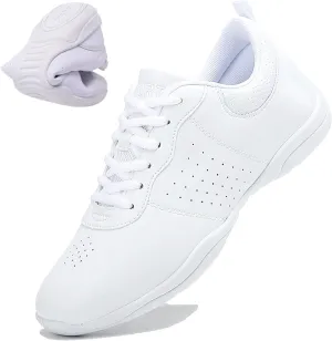 DADAWEN Girls White Cheer Shoes Youth Cheerleading Shoes Dance Athletic Training Tennis Lightweight Competition for Women Cheer Sneakers