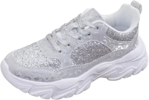 Damen Pailletten Sneakers Plateau Trainer Schuhe Walkingschuhe Freizeitschuhe Atmungsaktiv Indoor Soccer Shoes Women 6