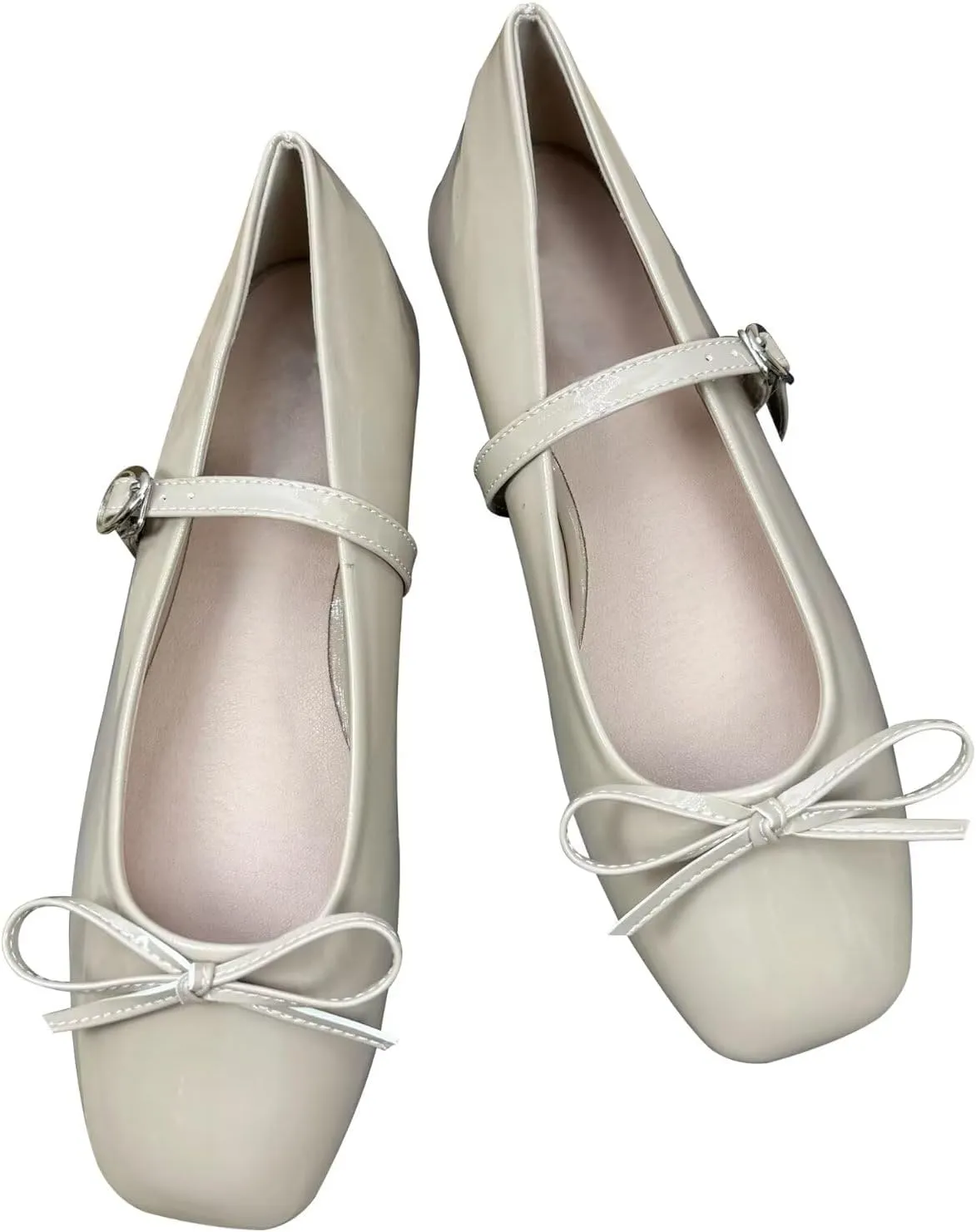 Dear Time Women's Square Toe Bow Mary Jane Shoes Retro Flats Comfortable Ballet Flats Dressy Mary Janes for Women
