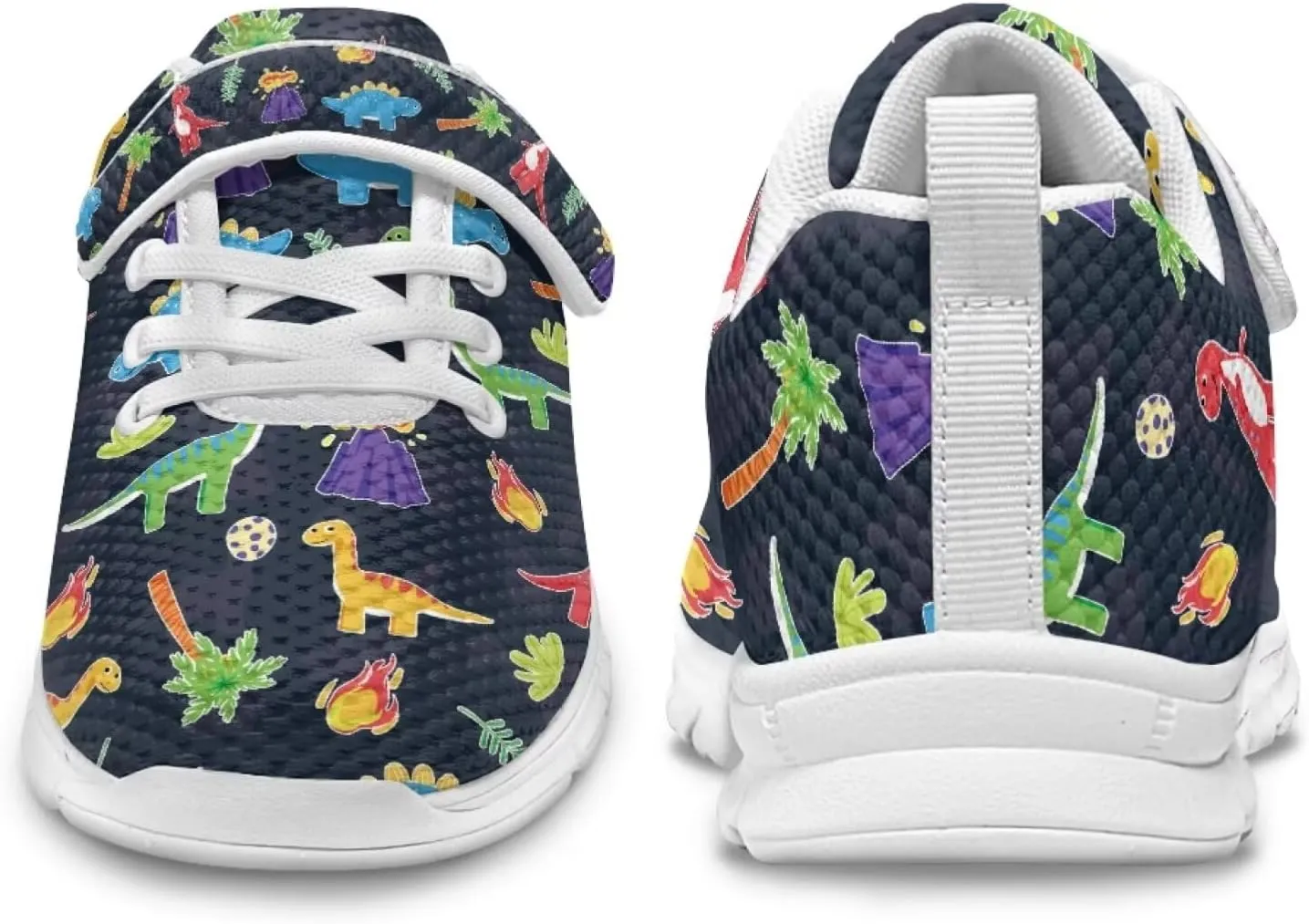 Dinosaur Print Boys Athletic Running Sneakers for Kids Hook & Loop Hiking Sneaker Fitness Shoes