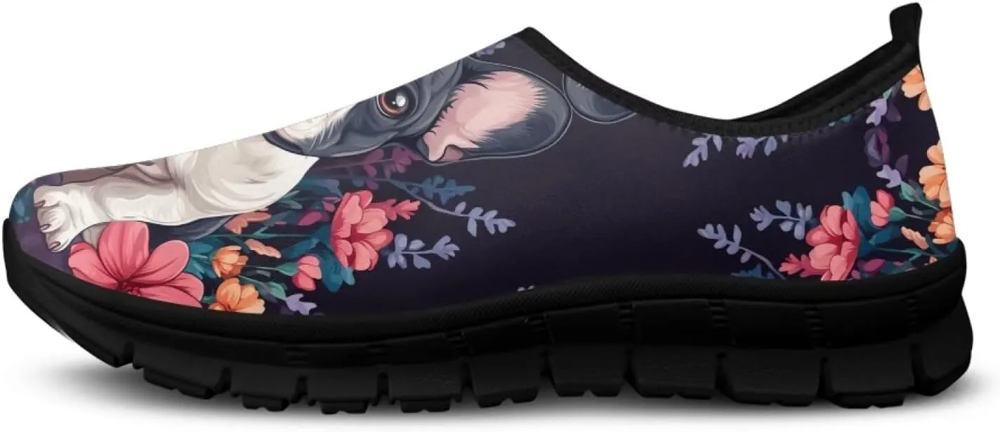 Dog Print Slip on Loafers for Women Anti-Skid Running Sneakers No Laces Breathable Sport Shoes