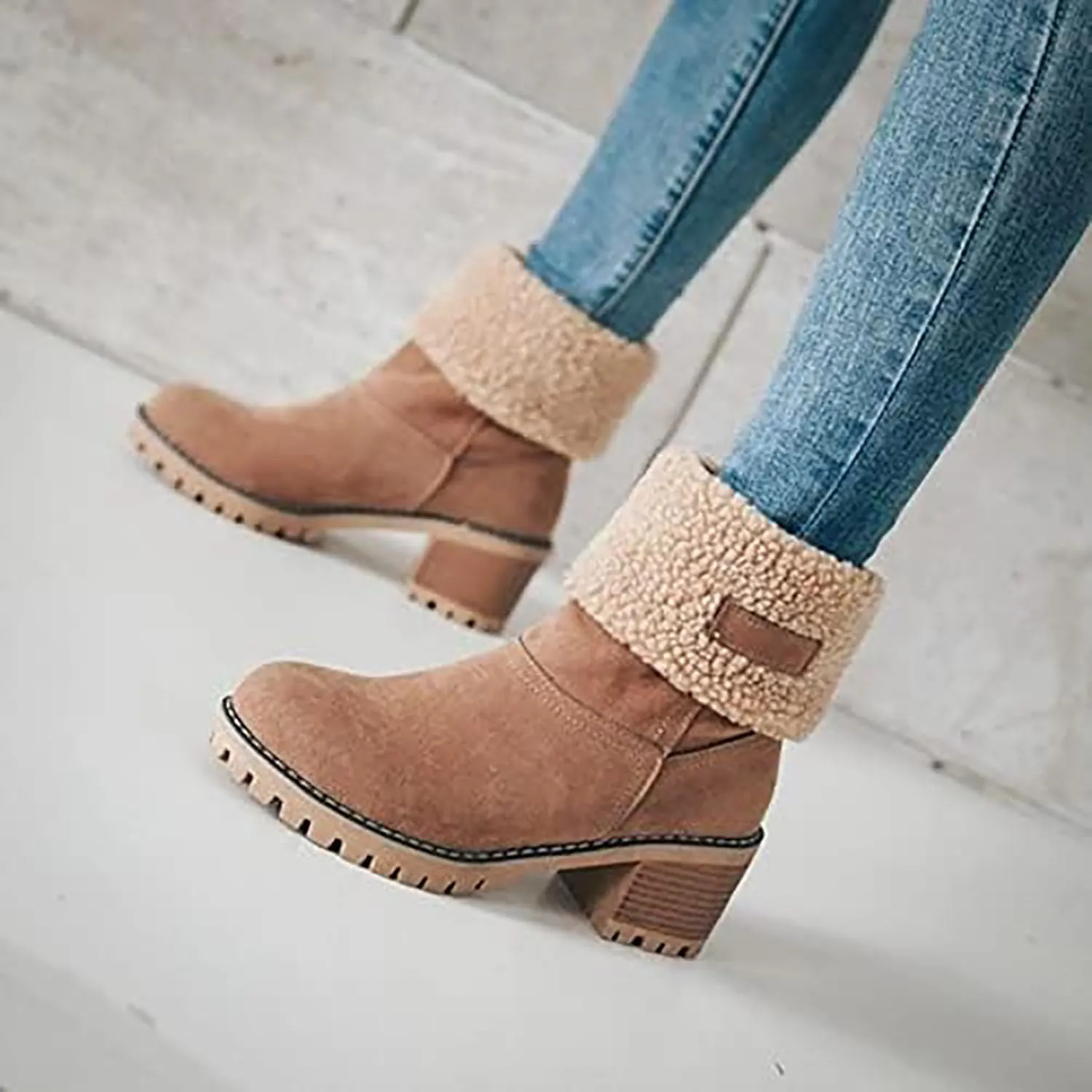 Dotmalls Boots, Dotmalls Seniors' Chunky Heel Winter Boots, Dotmalls Women's Chunky Heel Round Toe Snow Boots
