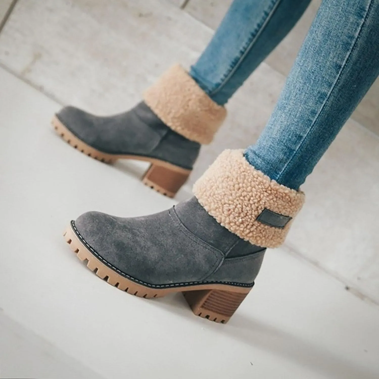 Dotmalls Boots, Dotmalls Seniors' Chunky Heel Winter Boots, Dotmalls Women's Chunky Heel Round Toe Snow Boots