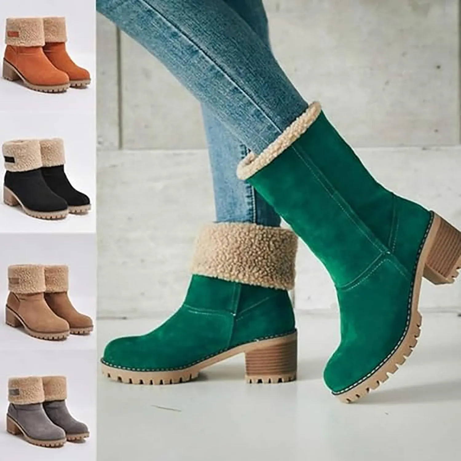 Dotmalls Boots, Dotmalls Seniors' Chunky Heel Winter Boots, Dotmalls Women's Chunky Heel Round Toe Snow Boots