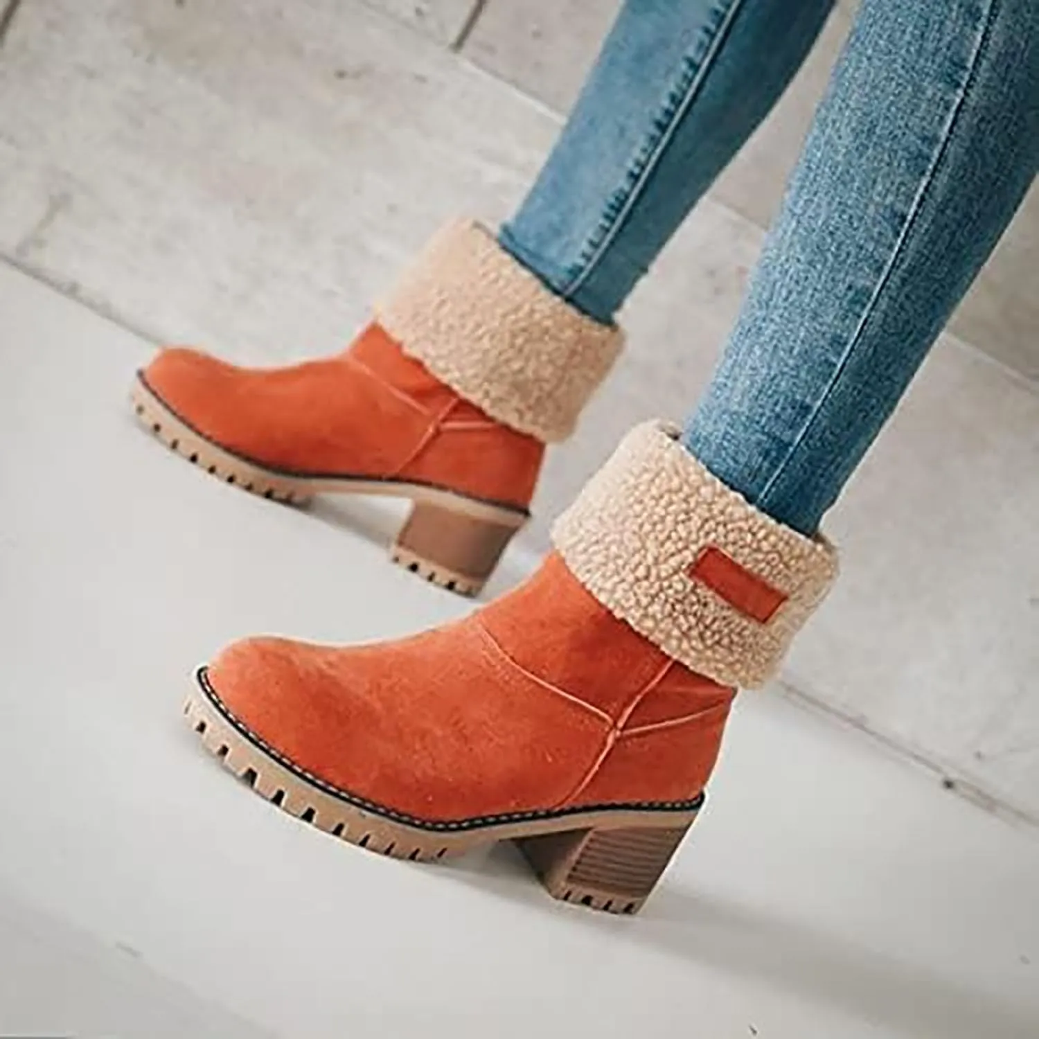 Dotmalls Boots, Dotmalls Seniors' Chunky Heel Winter Boots, Dotmalls Women's Chunky Heel Round Toe Snow Boots
