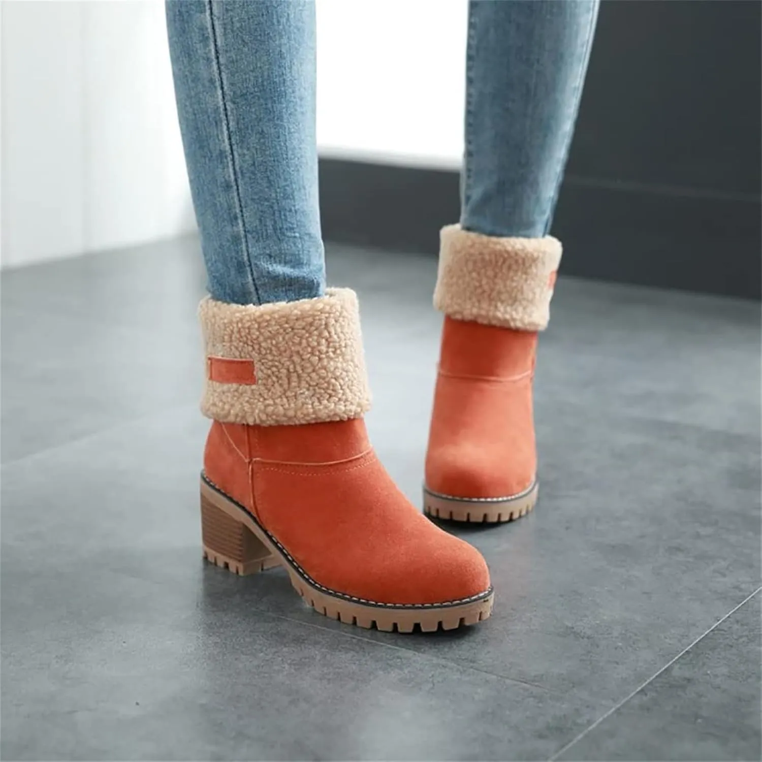 Dotmalls Boots, Dotmalls Seniors' Chunky Heel Winter Boots, Women's Chunky Heel Round Toe Snow Boots