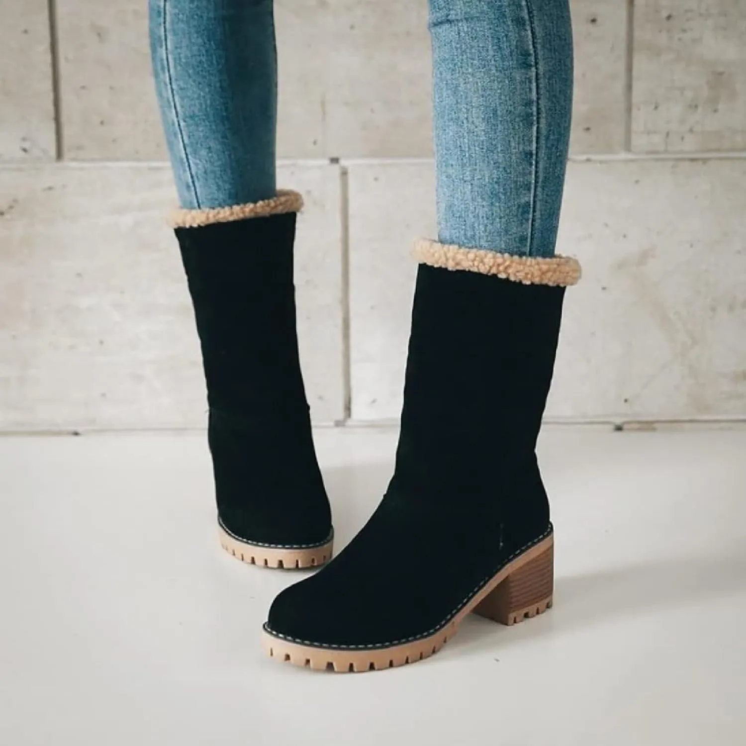 Dotmalls Boots, Dotmalls Seniors' Chunky Heel Winter Boots, Women's Chunky Heel Round Toe Snow Boots
