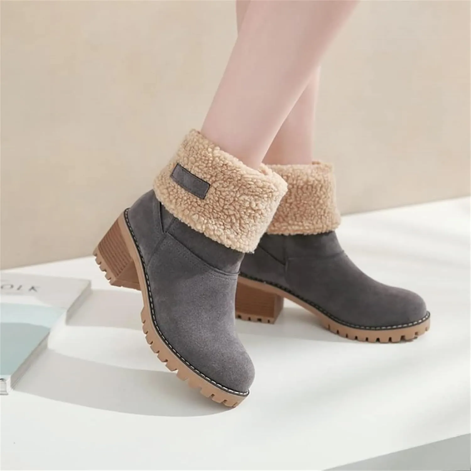 Dotmalls Boots, Dotmalls Seniors' Chunky Heel Winter Boots, Women's Chunky Heel Round Toe Snow Boots