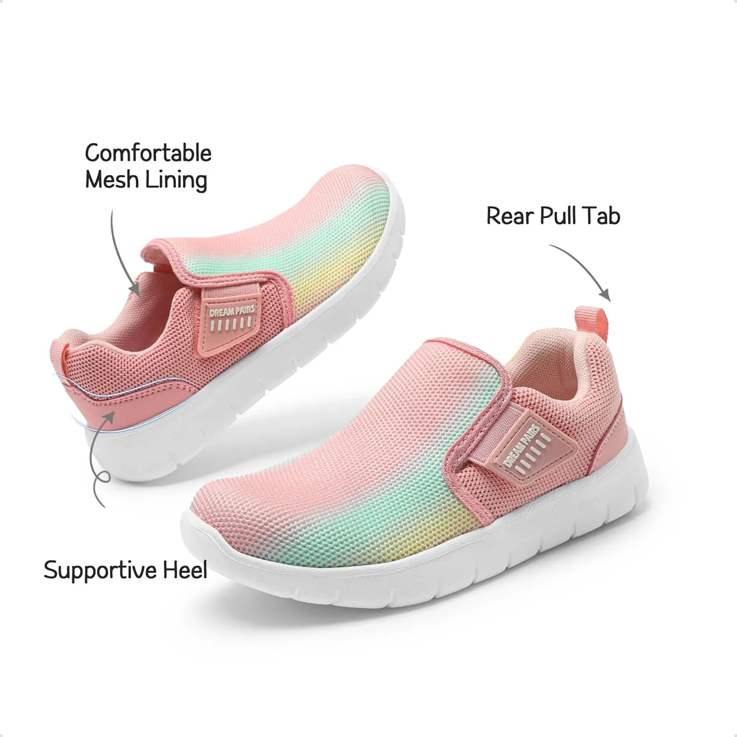 DREAM PAIRS Boys Girls Shoes Kids Slip on Tennis EZ-Ons MightyMovers Running Athletic Barefoot Zero Drop Sports Sneakers