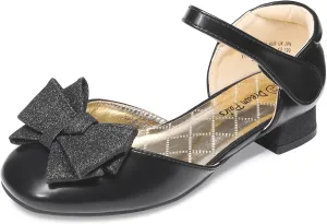 DREAM PAIRS Girls Dress Shoes Closed Toe Low Heels Ankle Strap Bow Ballet Wedding Party Sandals Princess Flower Shoes