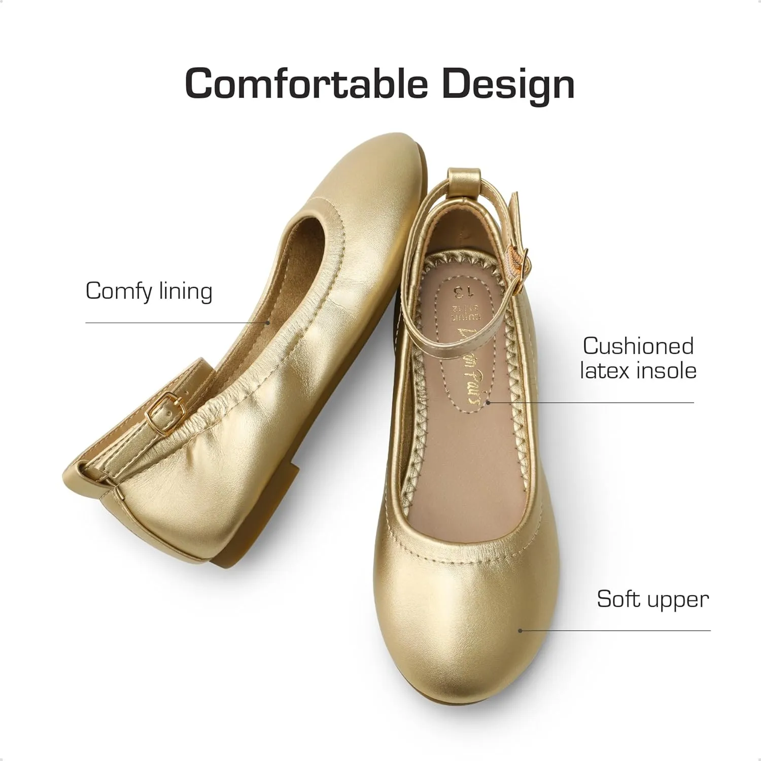 DREAM PAIRS Girls Dress Shoes Girl's Ballerina Flat Ankle Strap Ballet Flats (Toddler/Little Kid/Big Kid)