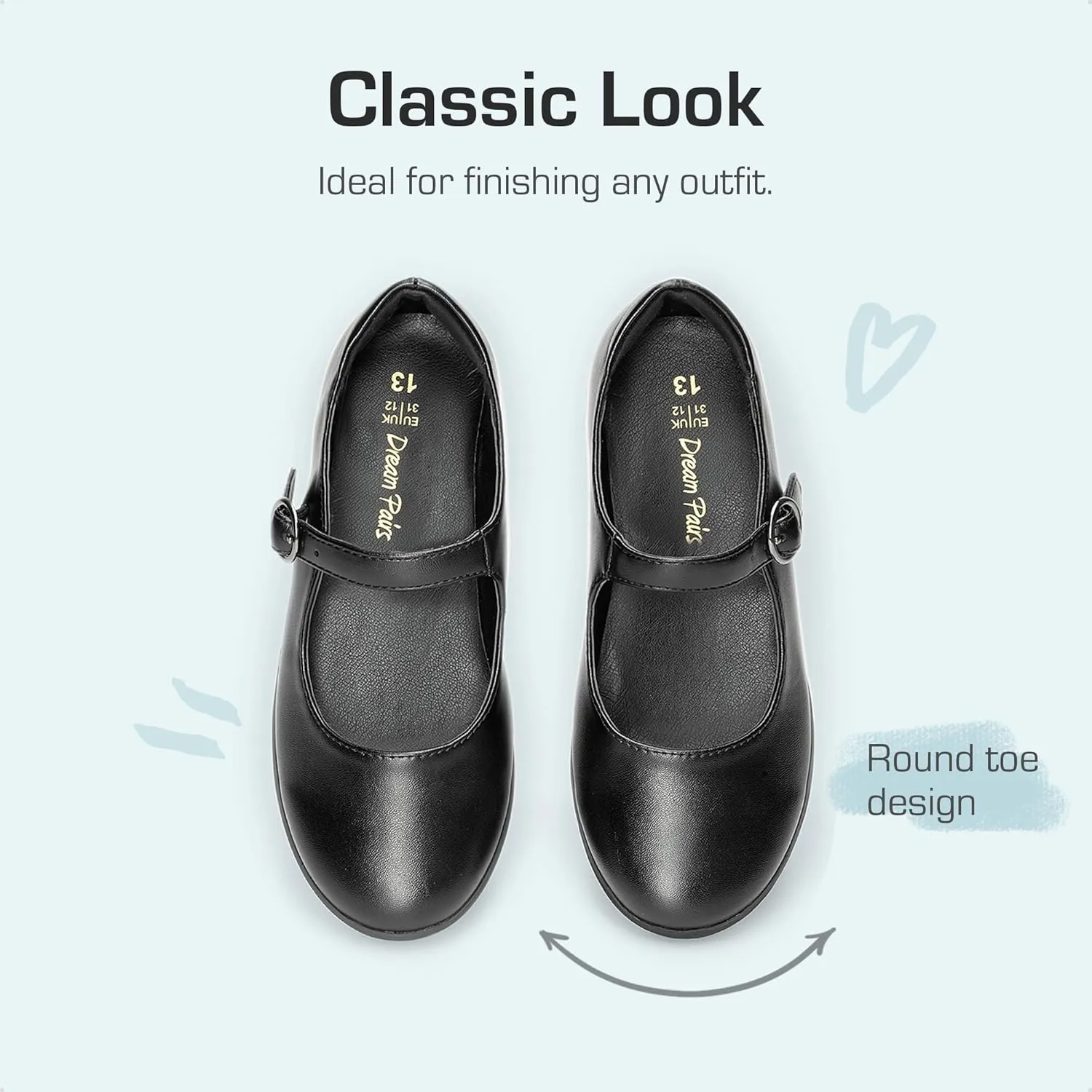 DREAM PAIRS Girls Mary Jane Flats School Uniform Dress Shoes