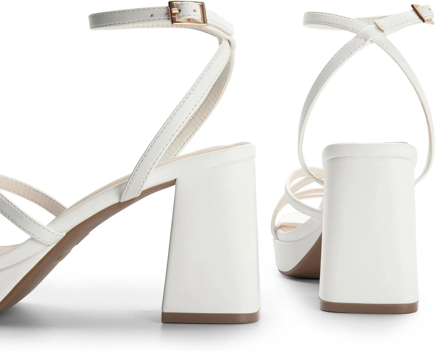 DREAM PAIRS Strappy Heels for Women Platform Chunky High 3-inch Heeled Sandals with Square Open Toe Ankle Buckle for Graduation Party Prom Daily Wedding