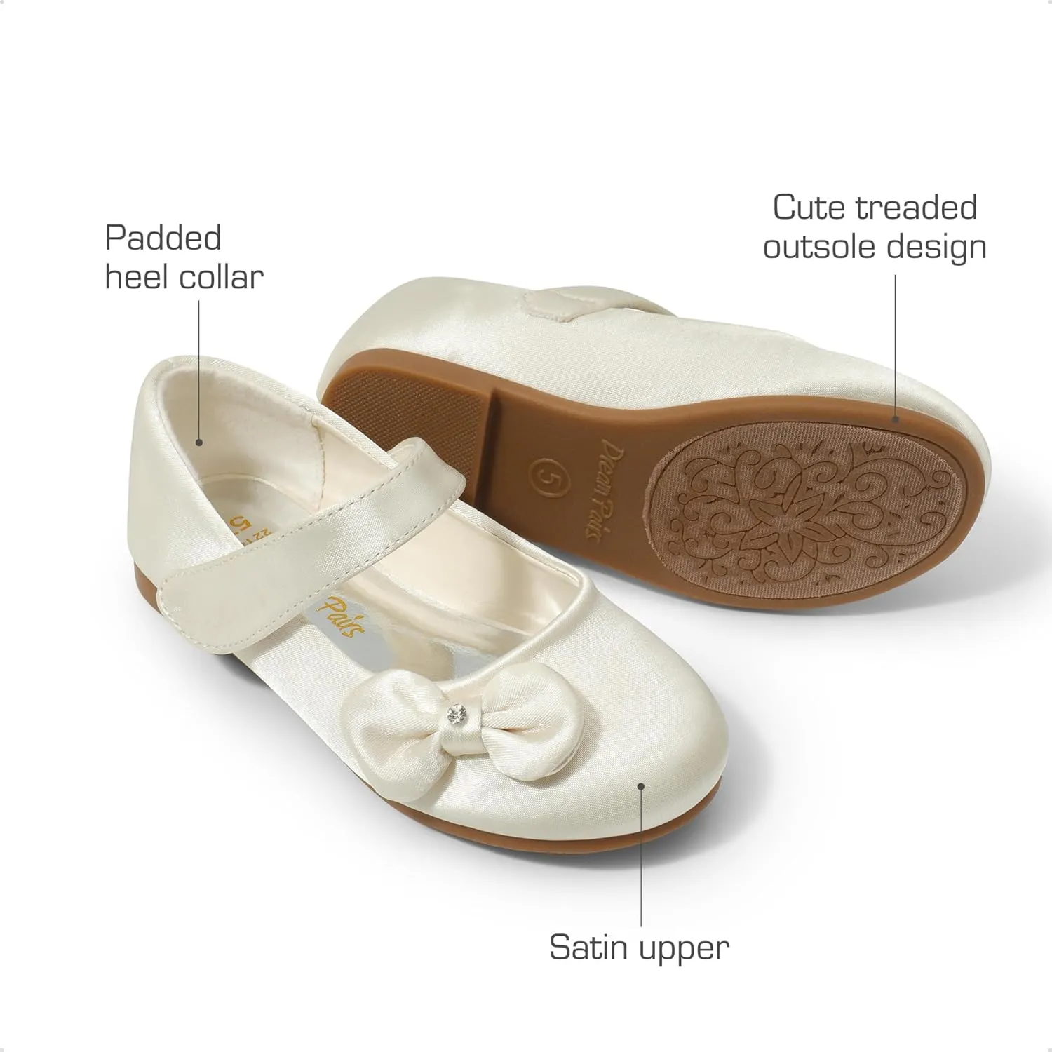 DREAM PAIRS Toddler Dress Shoes Mary Jane Flats for Girls Side Bow Ballerina Shoes