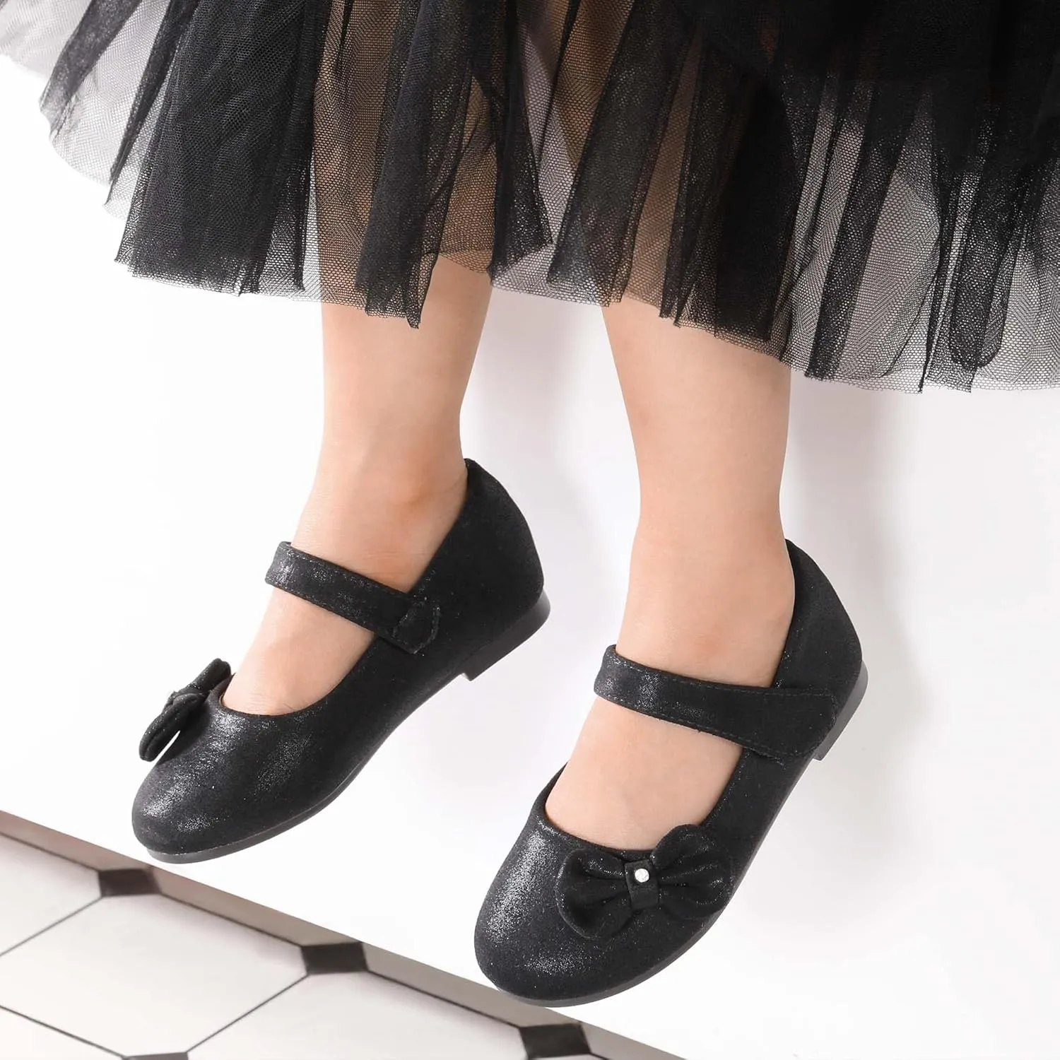 DREAM PAIRS Toddler Dress Shoes Mary Jane Flats for Girls Side Bow Ballerina Shoes