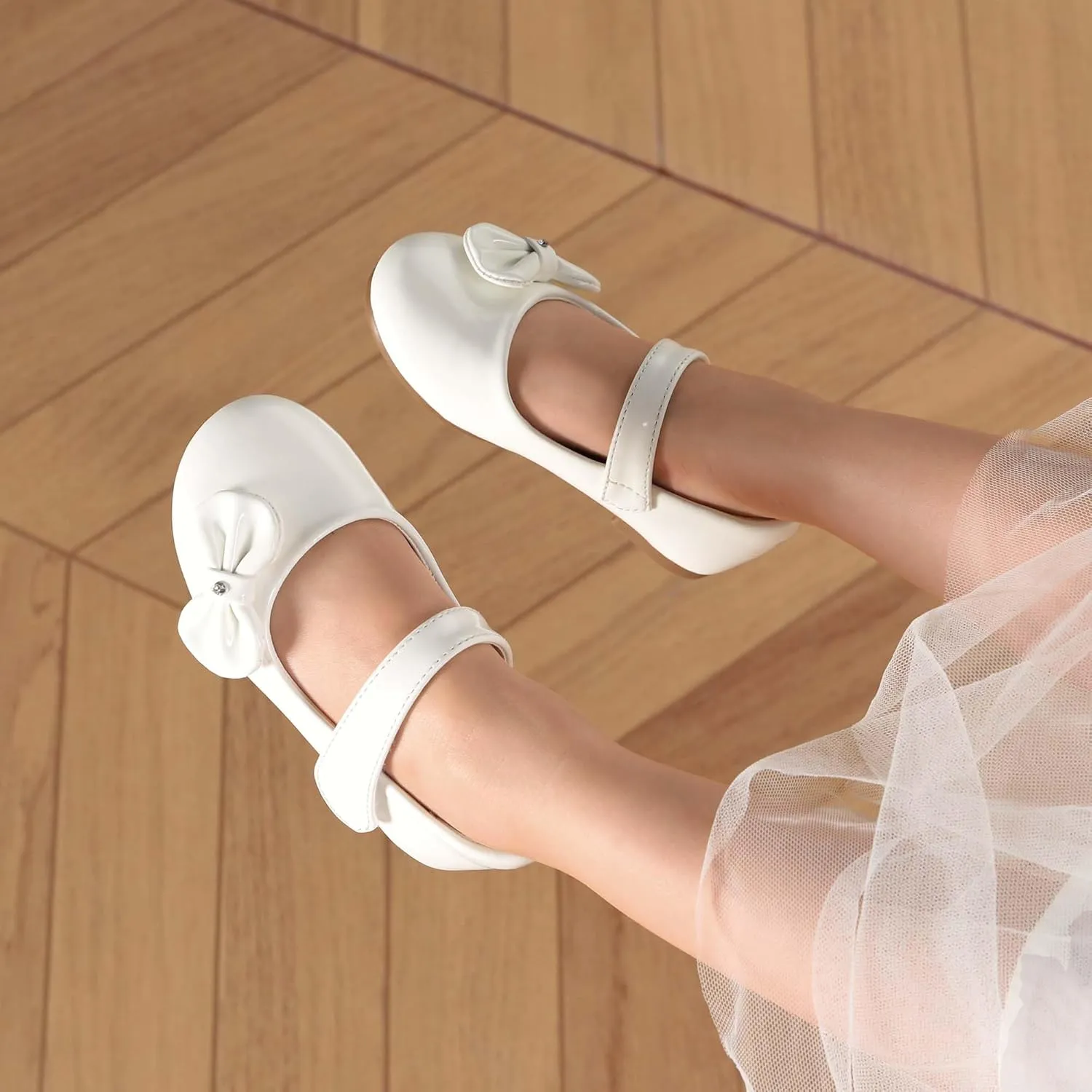 DREAM PAIRS Toddler Girls Dress Shoes Mary Jane Flats, Girls School Uniform Flats Bow Ballerina Shoes