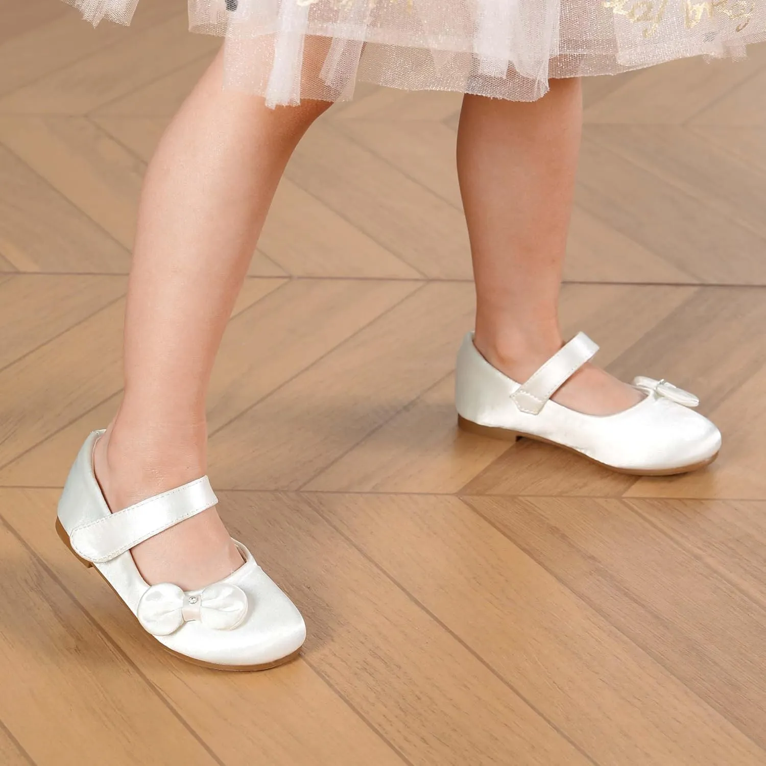 DREAM PAIRS Toddler Girls Dress Shoes Mary Jane Flats, Girls School Uniform Flats Bow Ballerina Shoes