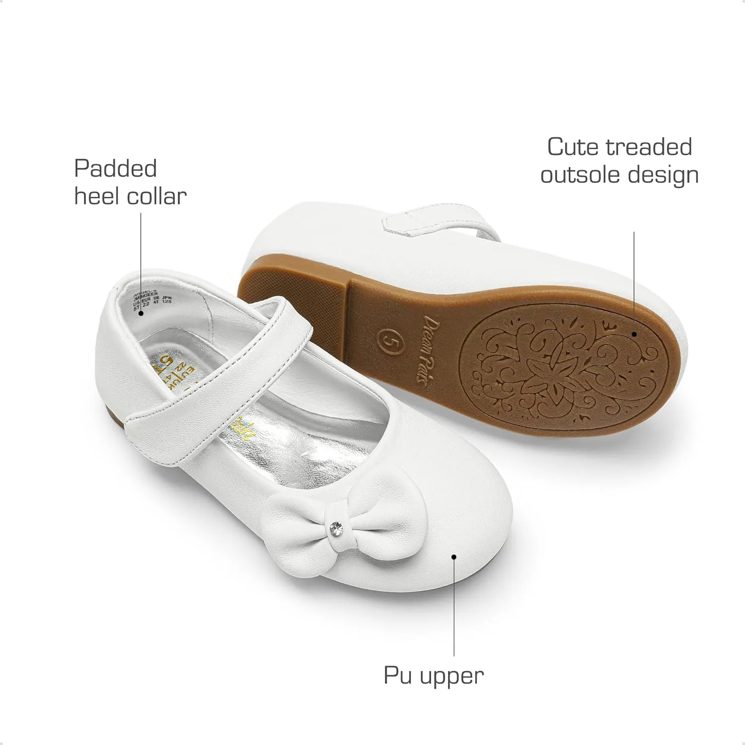 DREAM PAIRS Toddler Girls Dress Shoes Mary Jane Flats, Girls School Uniform Flats Bow Ballerina Shoes