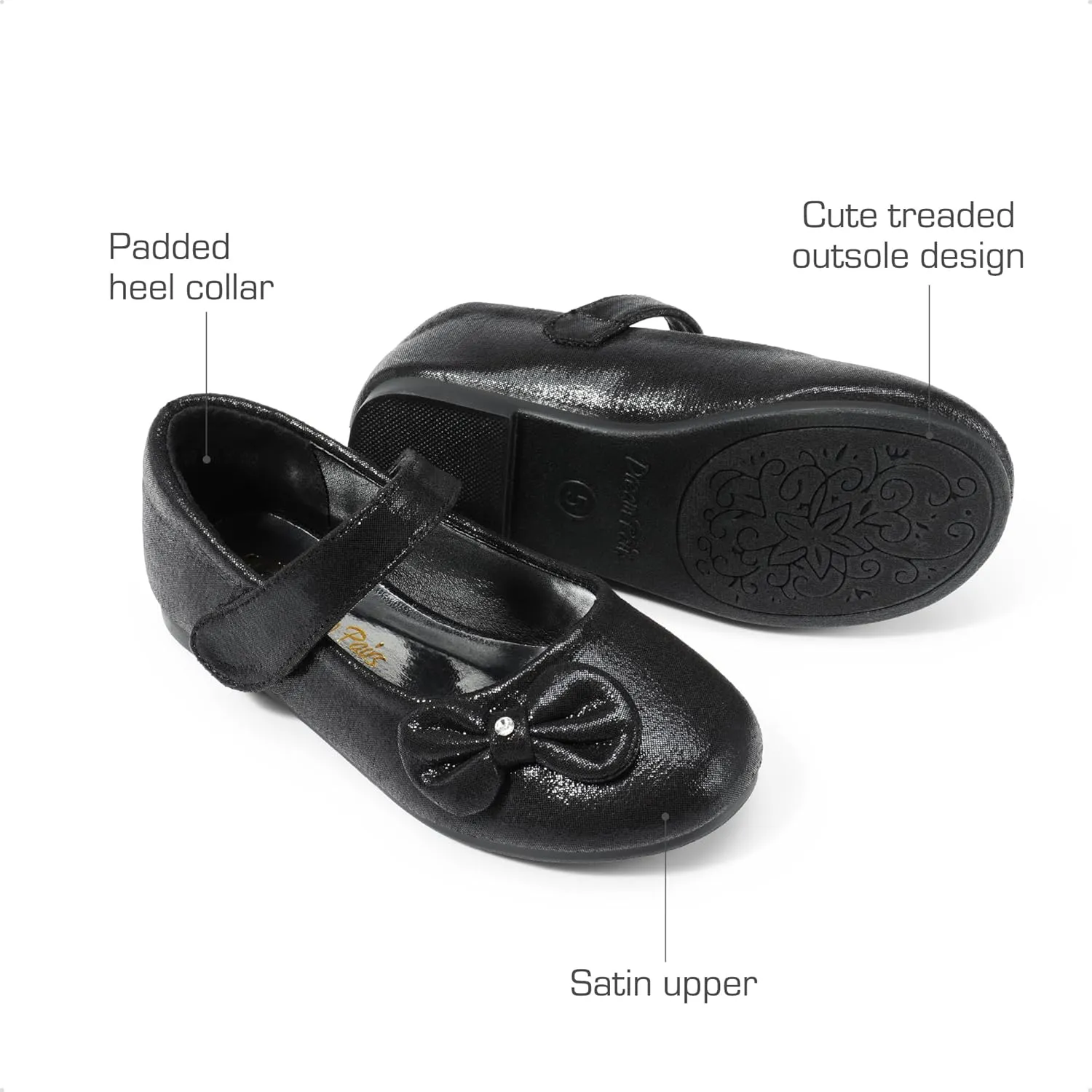 DREAM PAIRS Toddler Girls Dress Shoes Mary Jane Flats, Girls School Uniform Flats Bow Ballerina Shoes