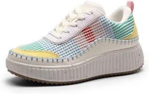 DREAM PAIRS Women Chunky City Tweed Comfortable Casual Platform Fashion Sneaker