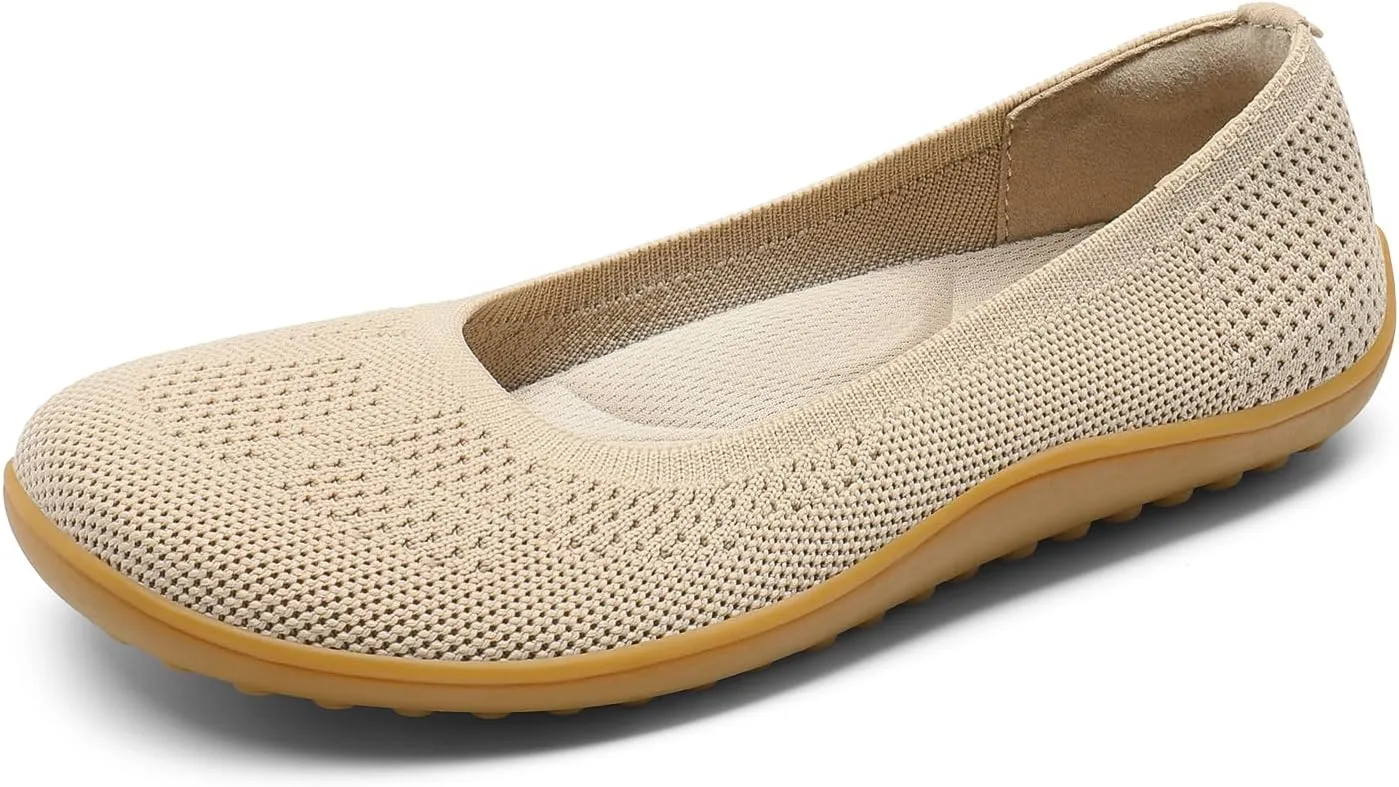 DREAM PAIRS Women's Ballet Flats, Wide Toe Box Knit Flats for Women with Arch Support, Comfortable Slip On Dressy Travel Work Business Office Shoes for Women