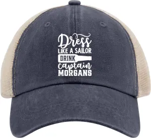 Dress Like A Sailor Drink Captain Morgans Golf hat Womens Cap Purplish Blue04 Running hat Men Gifts for Girlfriends Sun Hat