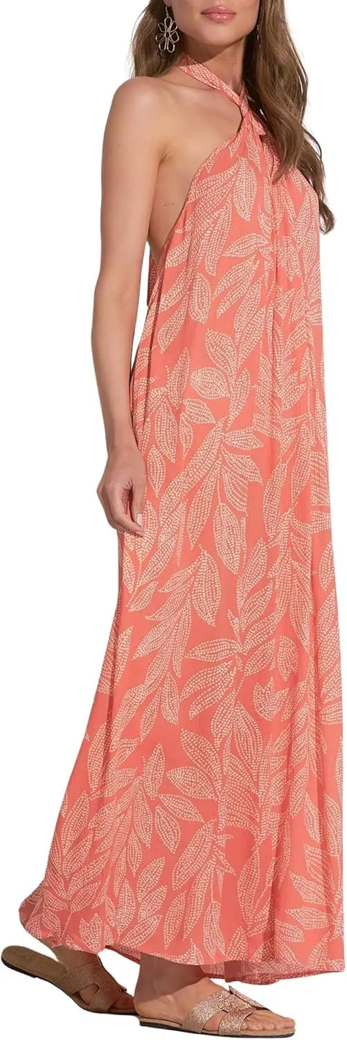 ELAN Women's Twist Halter Maxi Dress