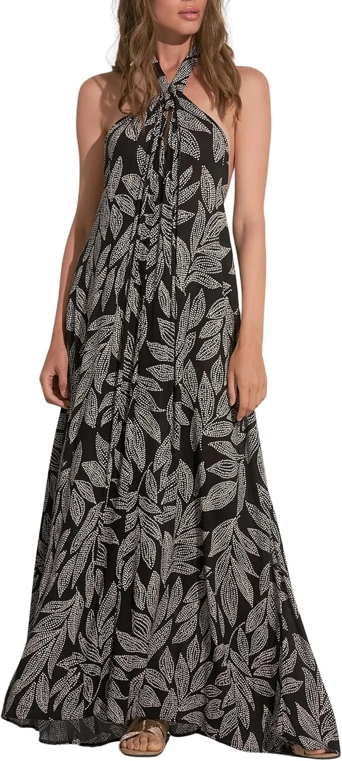 ELAN Women's Twist Halter Maxi Dress