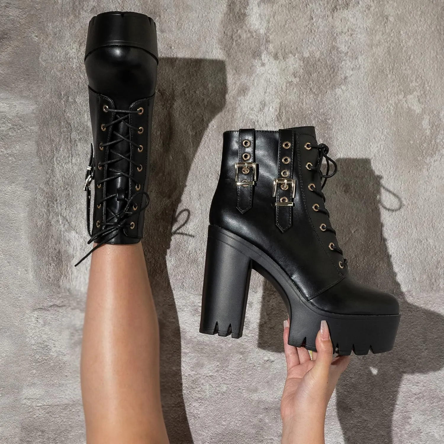 Elinda 7-Hole Lug Platform Booties (Elinda)