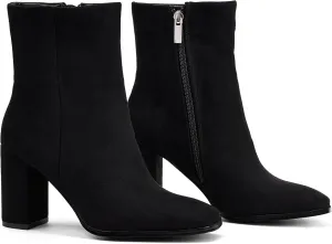 Elisabet Tang Women Ankle Boots 3 Inch Chunky Heel Side Zipper Ankle Booties with Square Toe