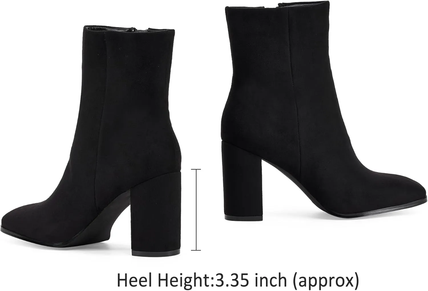 Elisabet Tang Women Ankle Boots 3 Inch Chunky Heel Side Zipper Ankle Booties with Square Toe