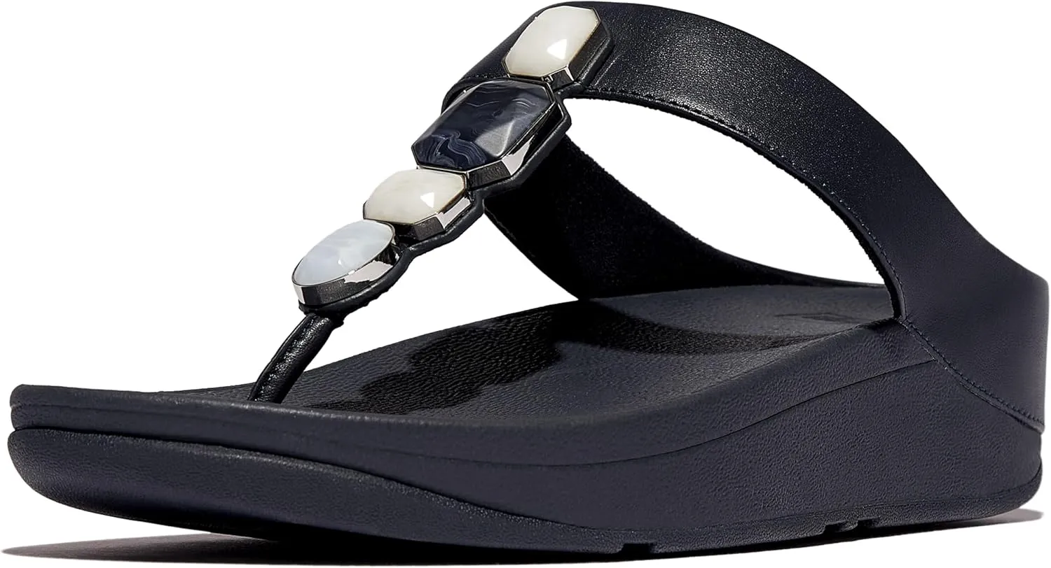 FitFlop Women's Fino Multi-Stone Leather Toe-Post Sandals Wedge