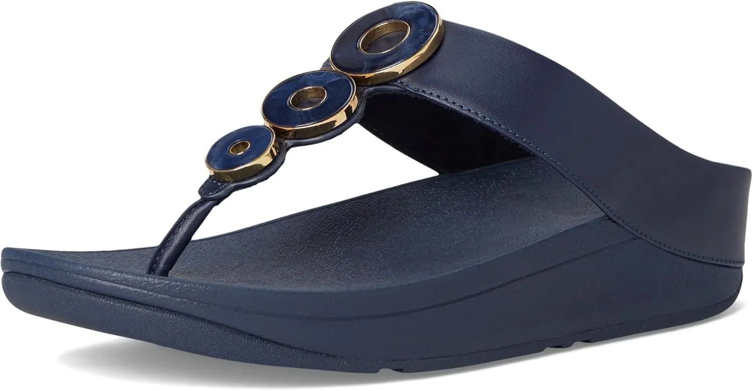 FitFlop Women's Fino Resin-Hoop Leather Toe-Post Sandals Wedge