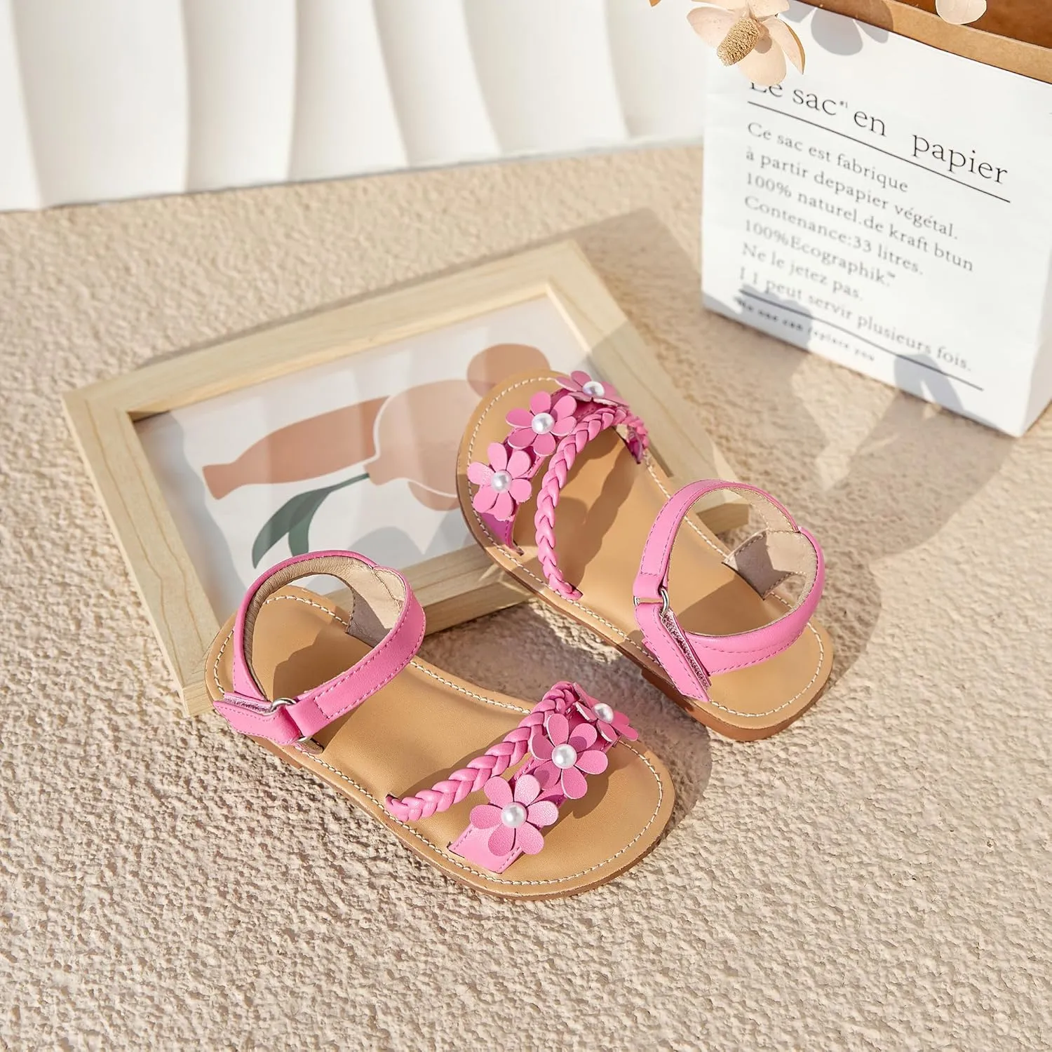 Flaryzone Toddler Little Girls Glitter Flower Open-Toe Flat Dress Sandals Summer Shoes