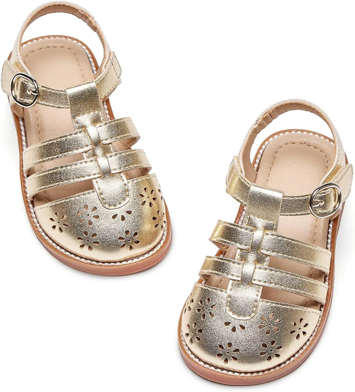Flaryzone Toddler Little Girls Glitter Flower Open-Toe Flat Dress Sandals Summer Shoes