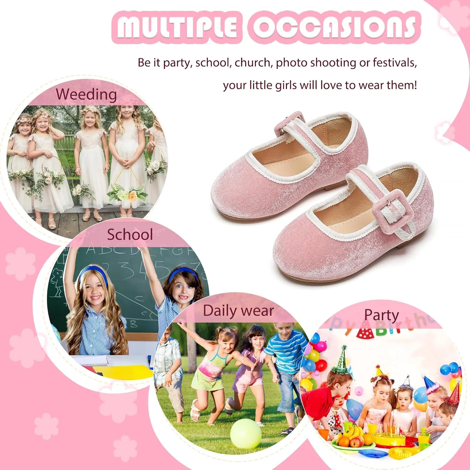 Flaryzone Toddler/Little Girls' Ballerina Flat Mary Jane Princess Dress Shoes - Wedding School Party