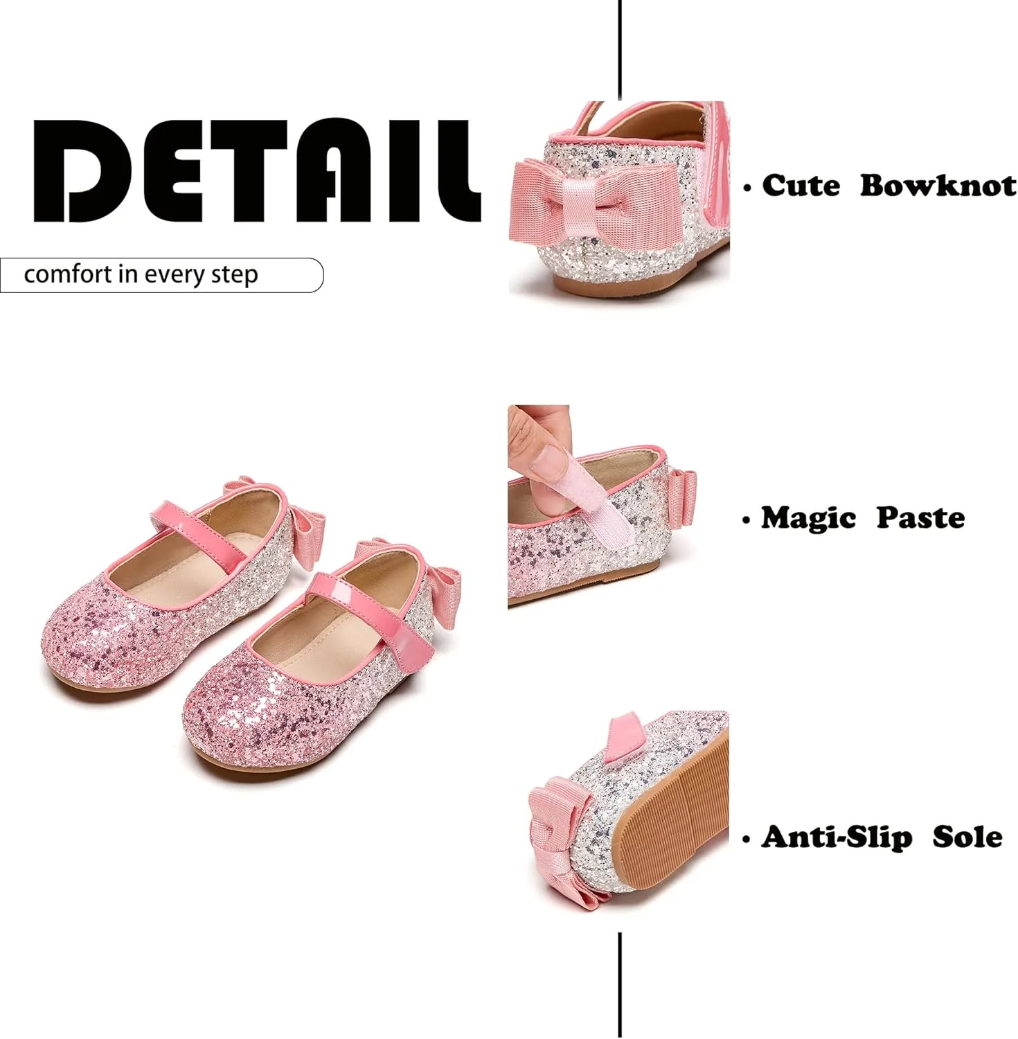 Flaryzone Toddler/Little Girls' Ballerina Flat Mary Jane Princess Dress Shoes - Wedding School Party