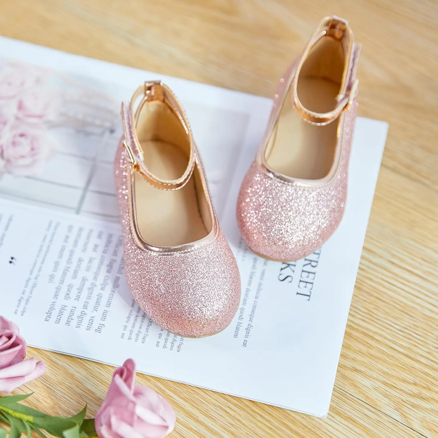 Flaryzone Toddler/Little Girls' Ballerina Flat Mary Jane Princess Dress Shoes - Wedding School Party