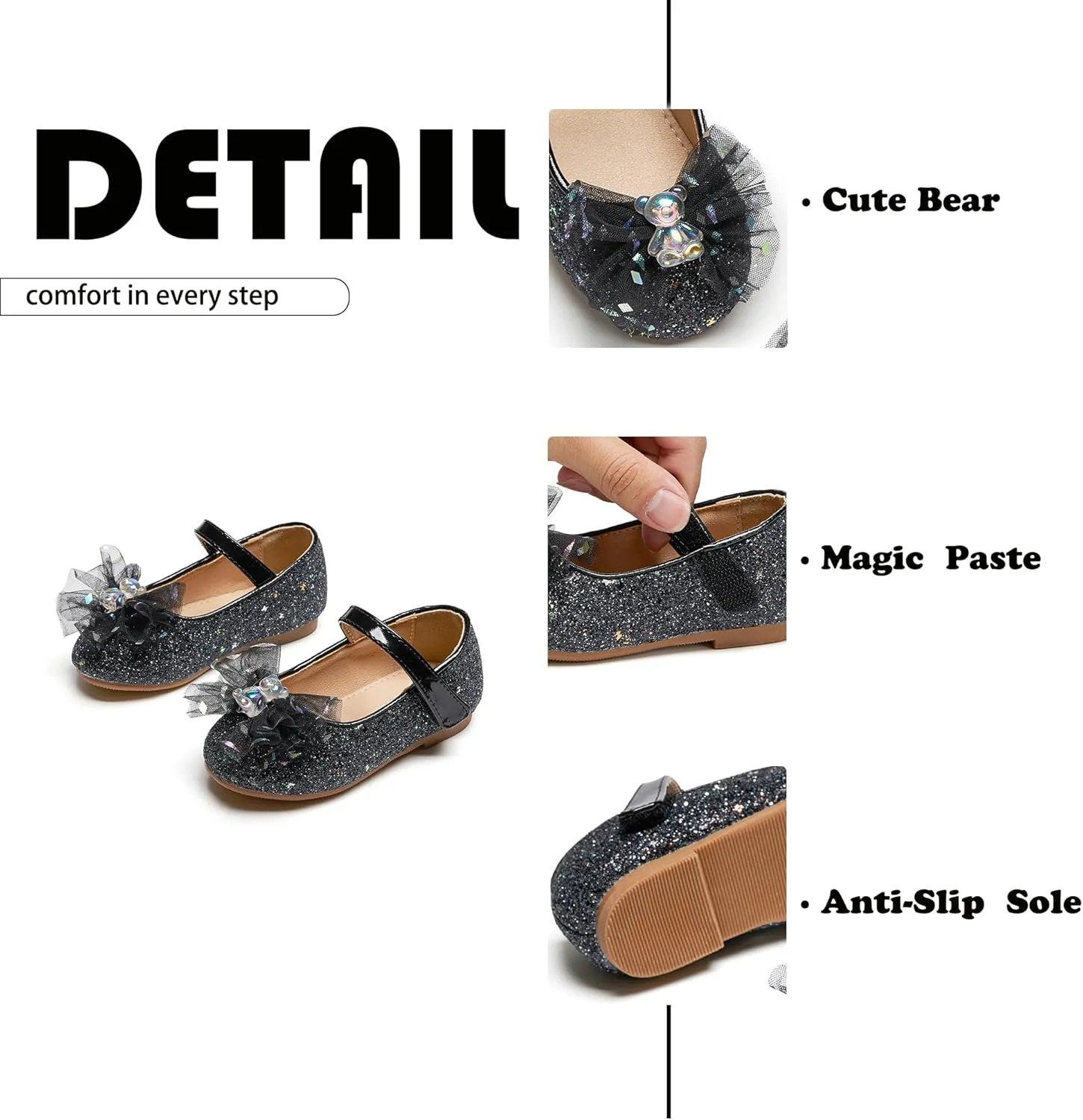 Flaryzone Toddler/Little Girls' Ballerina Flat Mary Jane Princess Dress Shoes - Wedding School Party