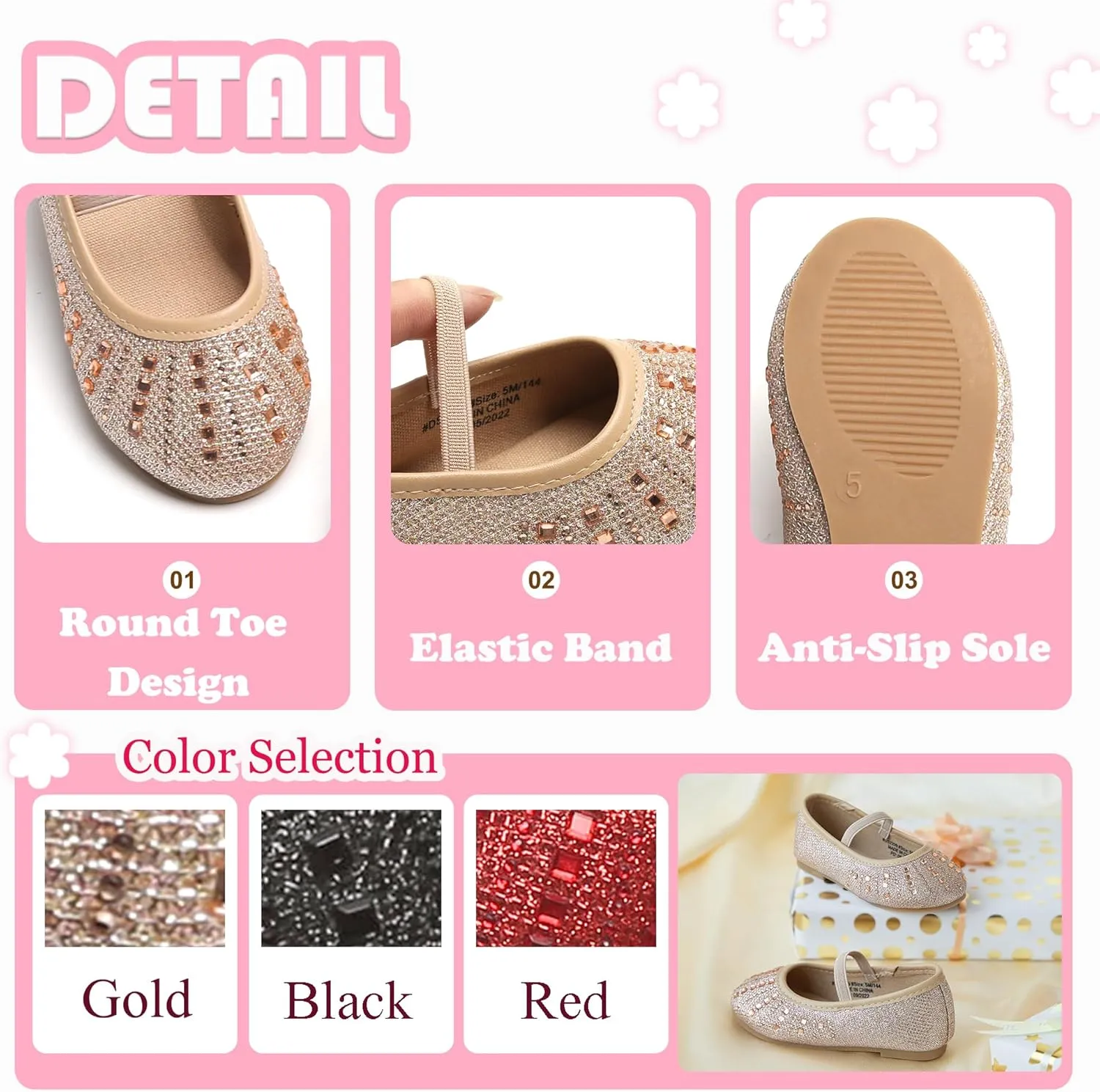 Flaryzone Toddler/Little Girls' Ballerina Flat Mary Jane Princess Dress Shoes - Wedding School Party