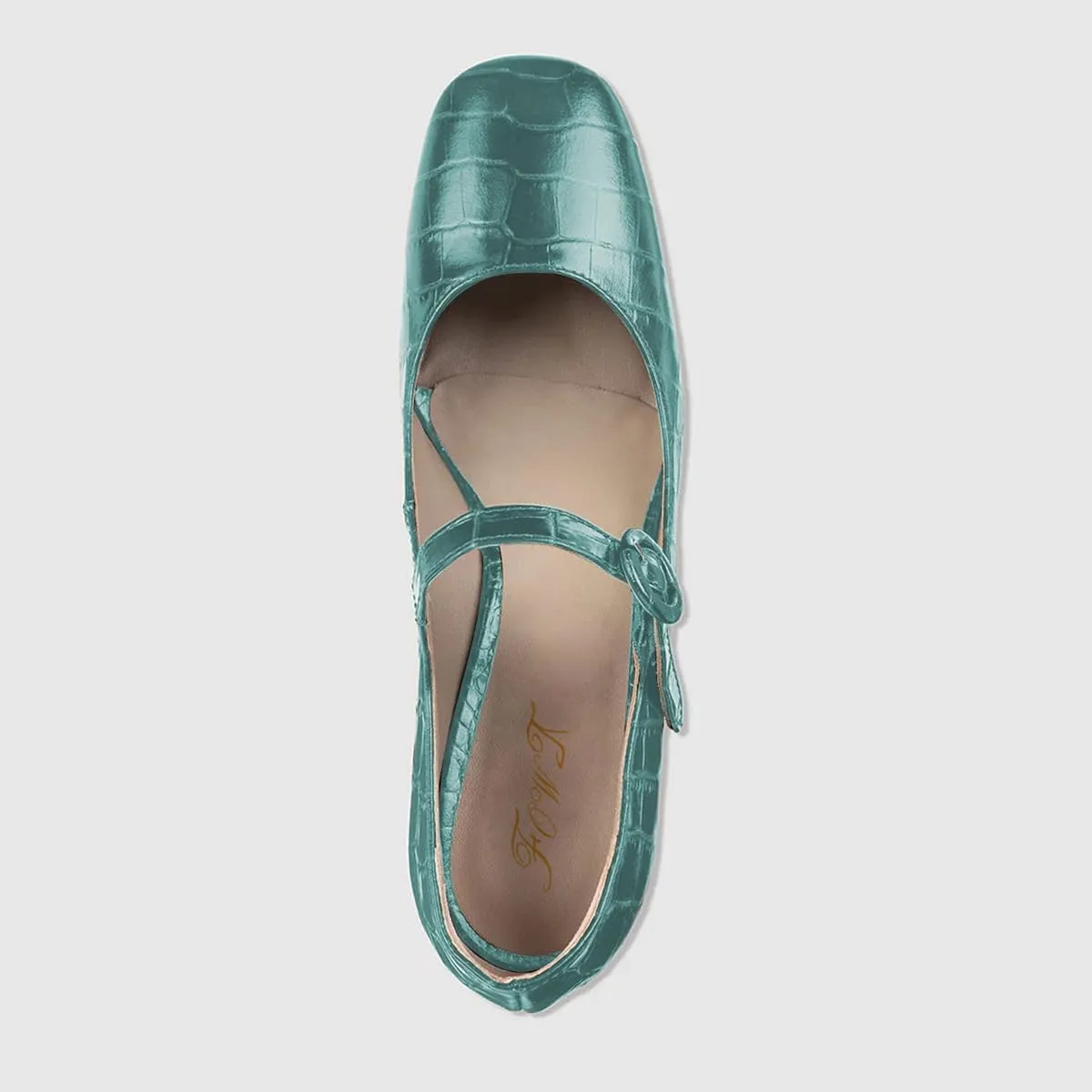 FOWT Crocodile Pattern Mary Jane Shoes for Women Snake Skin Mary Jane Pumps Ankle Buckle Straps Pump Square Toe Chunky Heels Uniform Dress Lolita Shoes Party, Blue Size 4-16