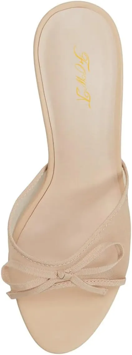 FOWT Women Bow Round Open Toe Mules Slip on Kitten Mid Heels Sexy Mesh Outfit Club Shoes Size 4-16 US