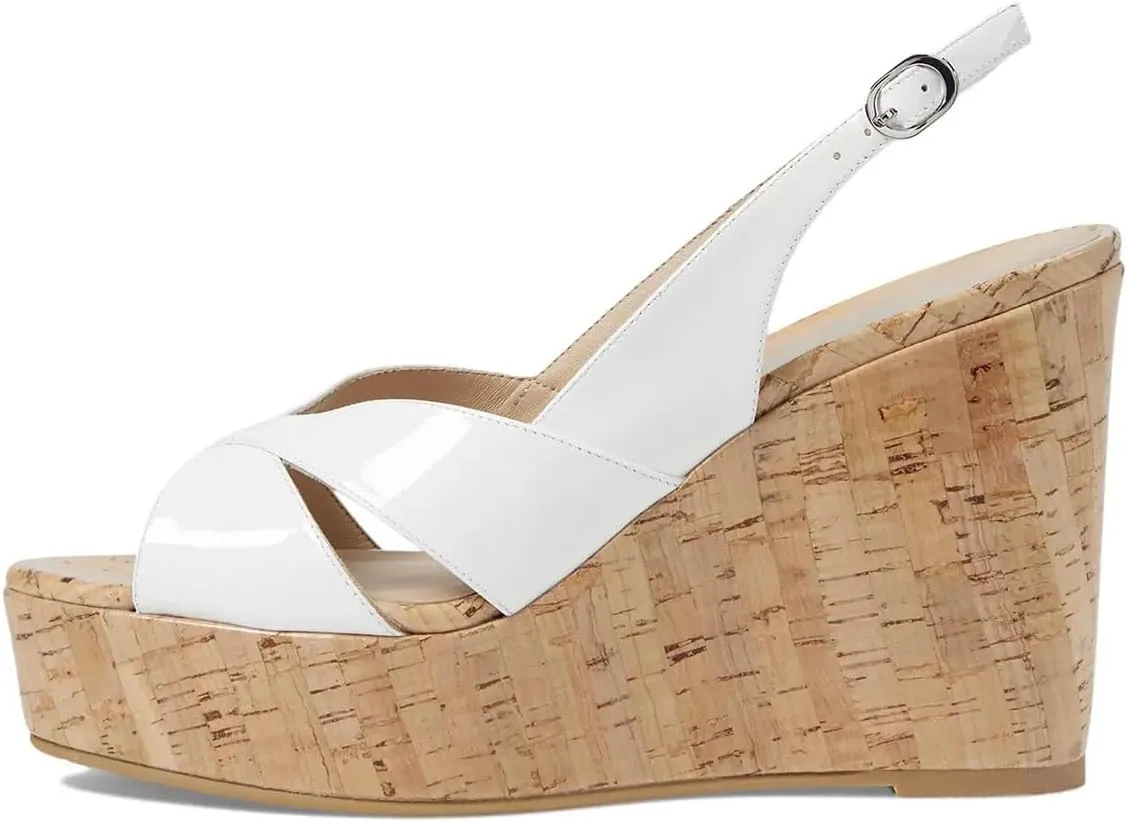 FOWT Women Cork Wedge High Heel Sandals Round Peep Toe Platform Slingbacks Slip on Summer Shoes Size 4-16 US