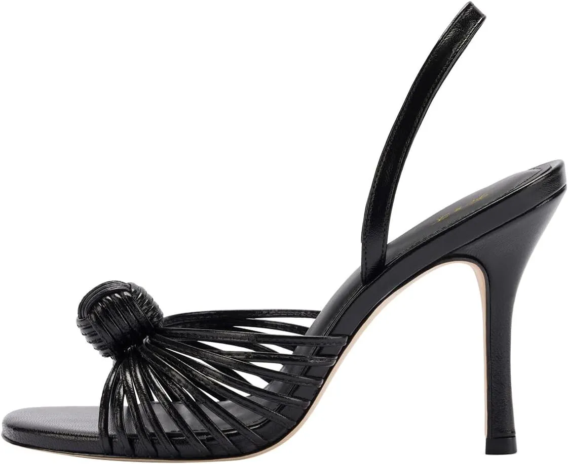 FOWT Women Open Toe Slip on Sandals Stiletto High Heel Slingbacks Braid Ball Dance Party Shoes Size 4-16 US