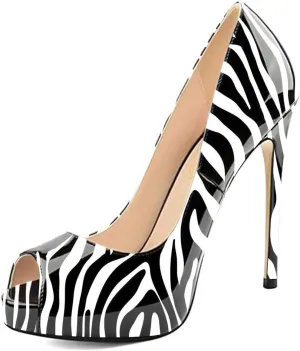 FOWT Women Platform Peep Toe Pumps Slip on Stiletto High Heels Office Formal Footwears Party Evening Shoes Size 4-15 US