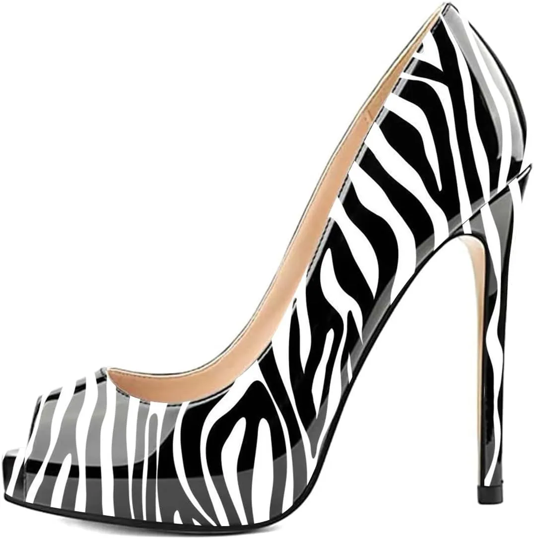 FOWT Women Platform Peep Toe Pumps Slip on Stiletto High Heels Office Formal Footwears Party Evening Shoes Size 4-15 US