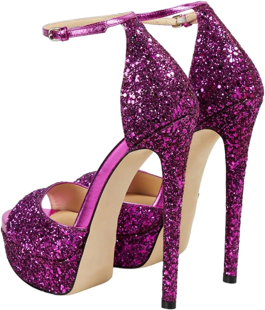FOWT Women Platform Peep Toe Pumps Stiletto High Heel D'orsays Ankle Strap Party Ballroom Dressy Shoes Size 4-16 US