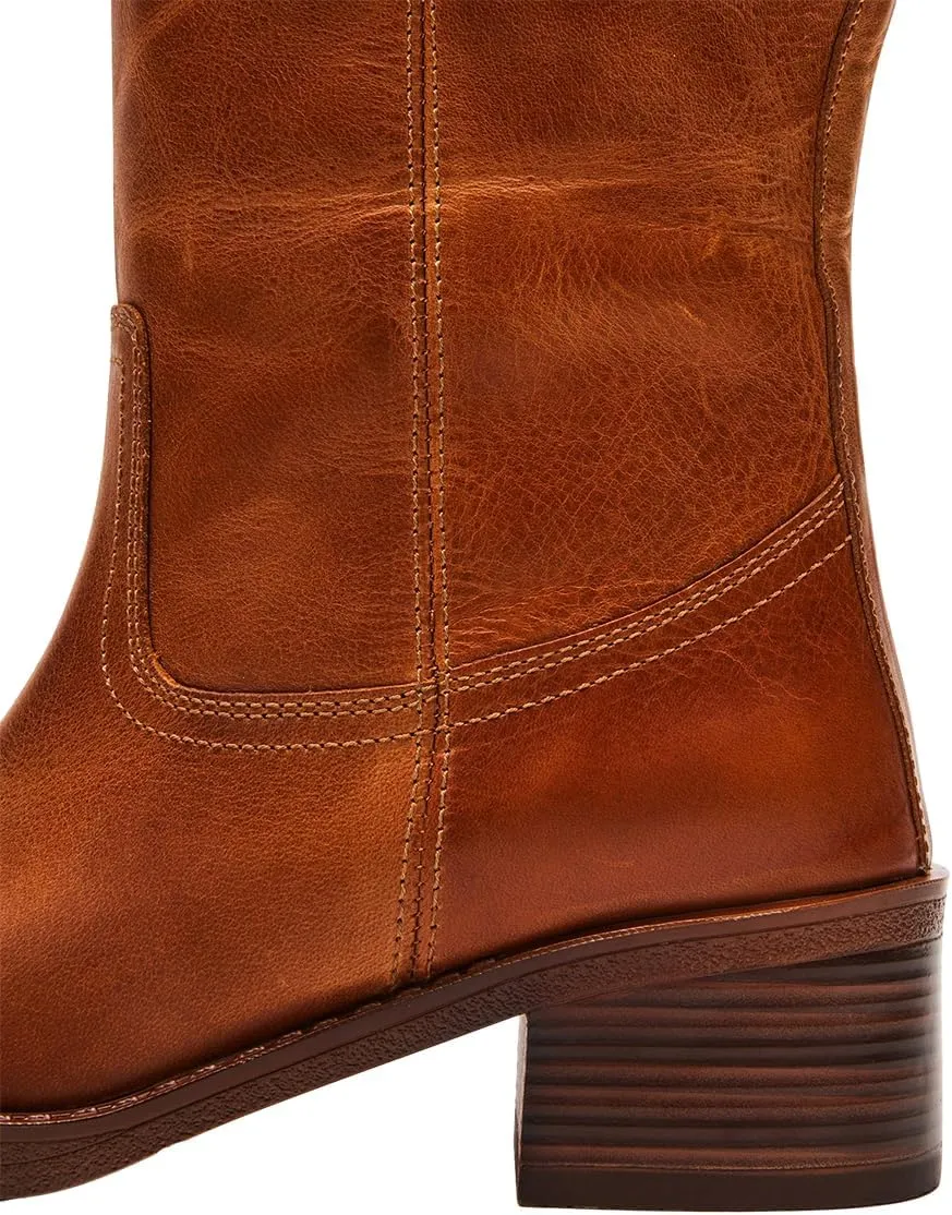 FOWT Women Platform Round Toe Calf High Boots Chunky Block Low Heel Riding Boots Pull on Wide Calf Shoes Size 4-16 US